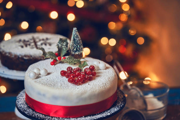 istock Fondant Christmas Cake with Dried Fruits and Nuts 1280106837