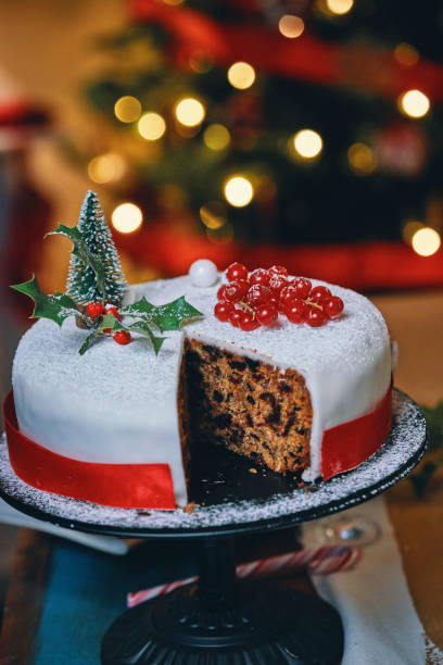istock Fondant Christmas Cake with Dried Fruits and Nuts 1280106860