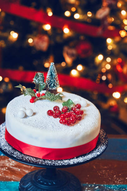 istock Fondant Christmas Cake with Dried Fruits and Nuts 1280107528