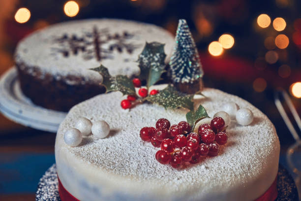 Fondant Christmas Cake with Dried Fruits and Nuts