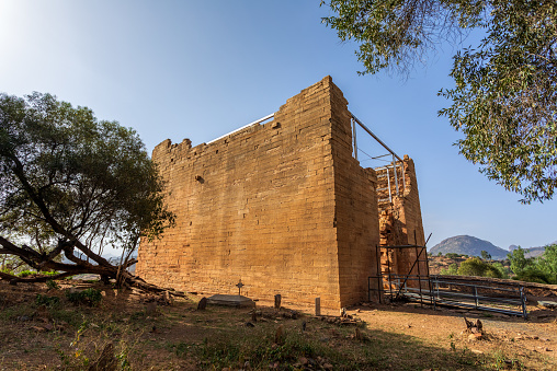 Ruins of the Great Temple of the Moon from 700 BC in Yeha, Tigray region. The oldest standing structure in Ethiopia and it served as the capital of the pre-Aksumite kingdom.