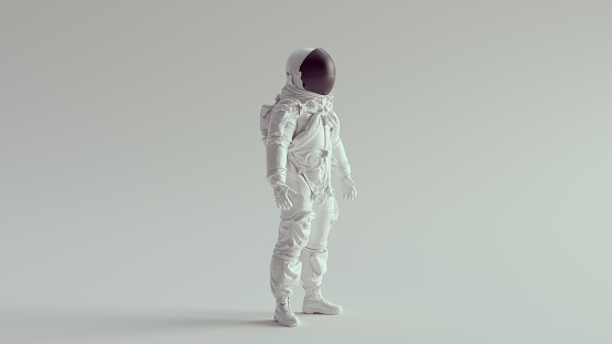 White Ace Astronaut with Black Visor Quarter View 3d illustration