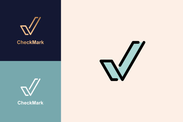 Check mark logo Vector check mark linear design concept, icon,symbol and logo design. letter v stock illustrations