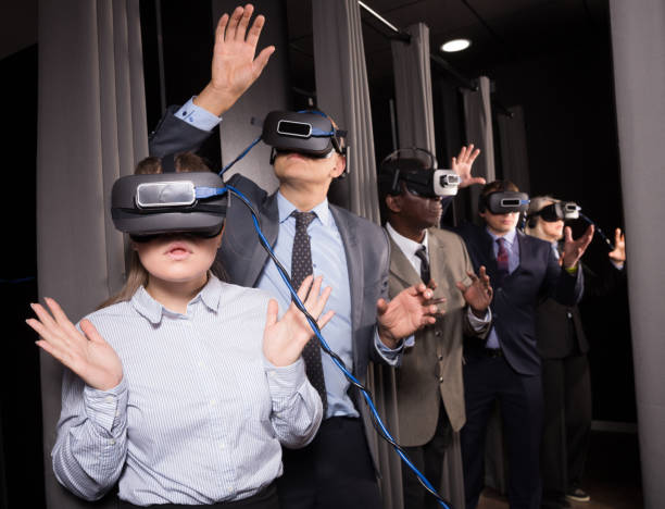 istock Excited girl in virtual reality room 1280124019