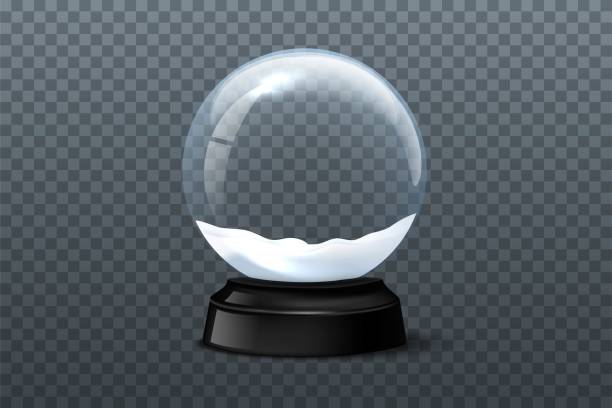 istock Snow globe template. Glass snow globe with snow on dark background. Vector Christmas and New Year design element. 1280130187
