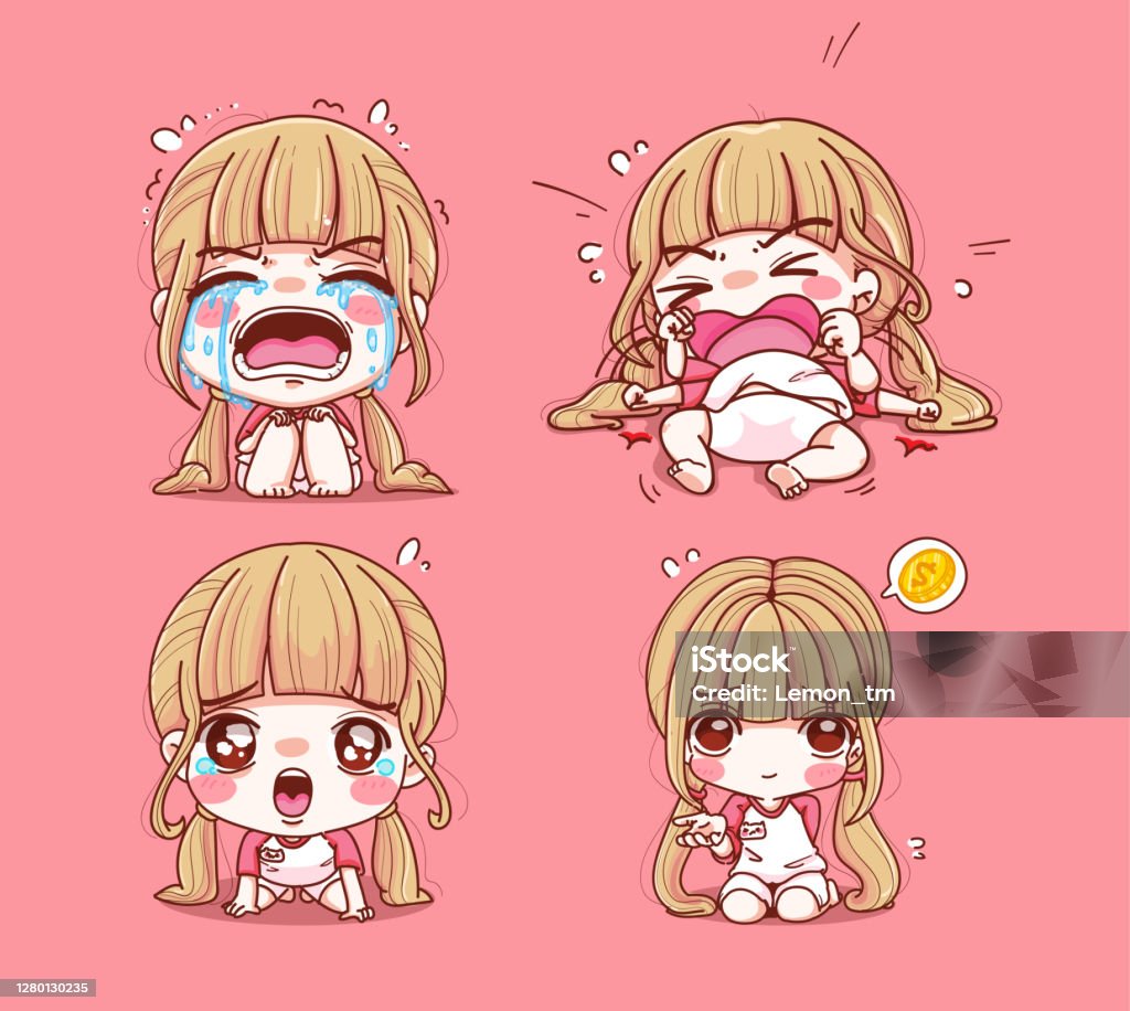 Một Người Phụ Nữ Dễ Thương Khóc Và Buồn Cô Lập Trên Nền Với Thiết ...