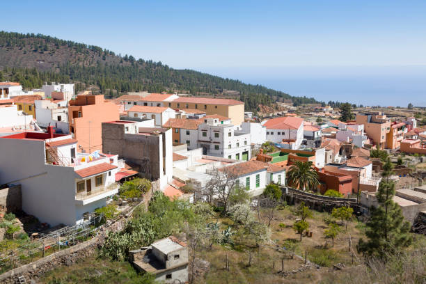 Vilaflor rural village in Tenerife, Canary Islands Tenerife, Spain - March 15, 2015. View of houses in Vilaflor, a rural village on Tenerife, Canary Islands village vilaflor on tenerife stock pictures, royalty-free photos & images