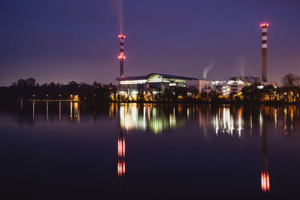 istock Industrial landscape at night 1280130512