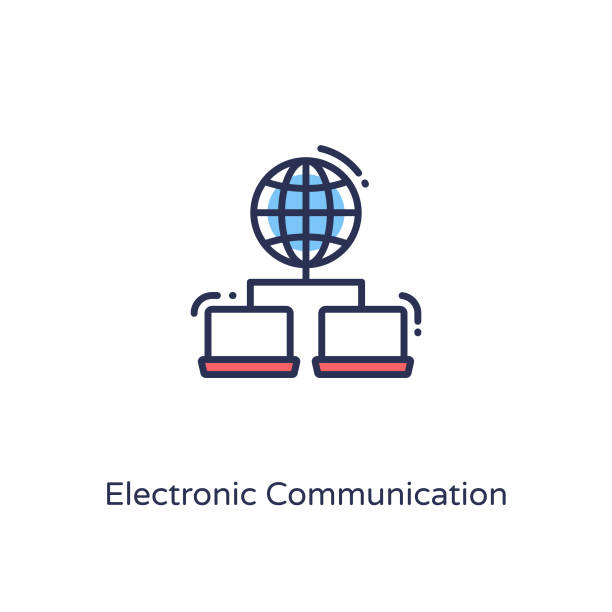 ilustraciones, imágenes clip art, dibujos animados e iconos de stock de icono de comunicación electrónica en vector. logotipo - m9