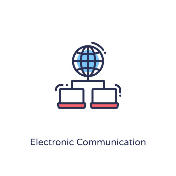 ilustrações de stock, clip art, desenhos animados e ícones de electronic communication icon in vector. logotype - m9