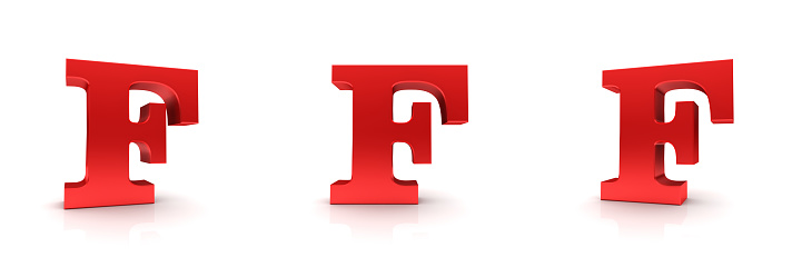 F letter sign red 3d alphabet text capital letter 3d rendering