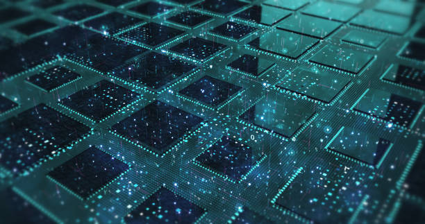 istock Close Up High Tech Circuit Board. Futuristic Technology. 3D Illustration Render 1280135338