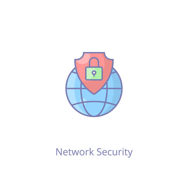 netzwerksicherheitssymbol im vektor. logo - network security antivirus software security computer stock-grafiken, -clipart, -cartoons und -symbole