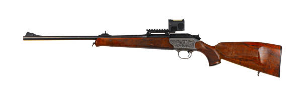 istock Modern hunting rifle isolated on white background 1280138869