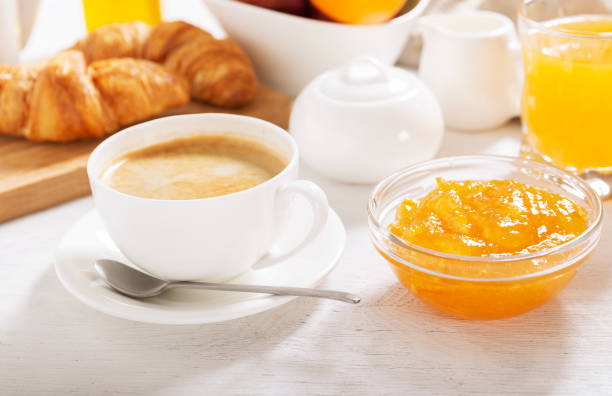 istock breakfast with cup of coffee and croissants 1280139187