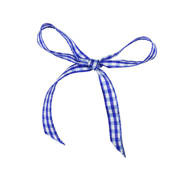 istock Blue checkered satin ribbon bow isolated on white 1280146224