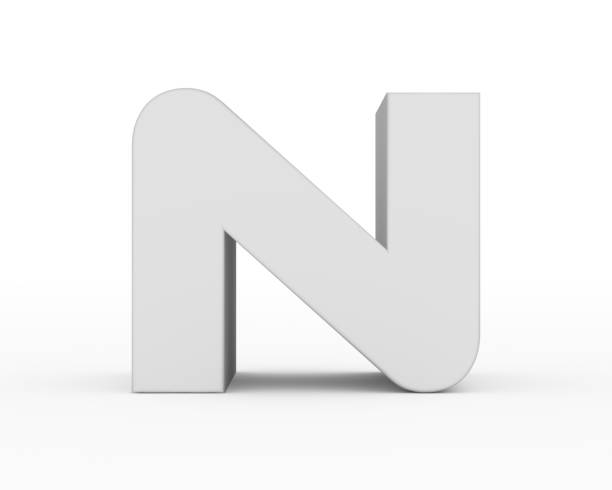 istock Letter N - white gray futuristic 3d font standing isolated on white background 1280146693