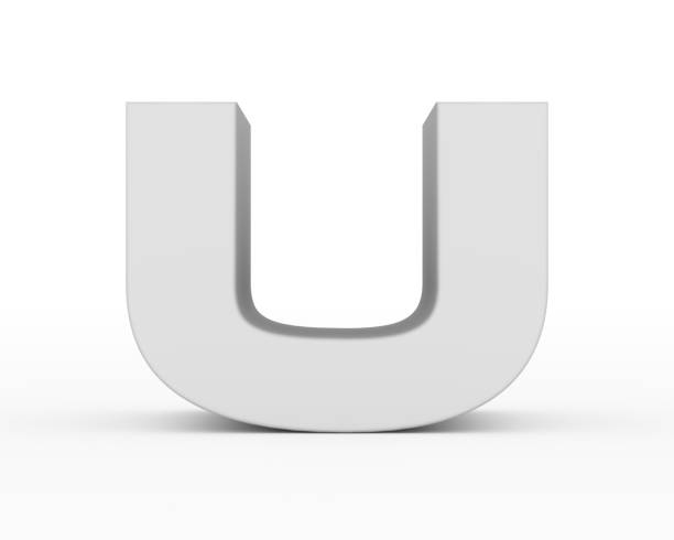 istock Letter U - white gray futuristic 3d font standing isolated on white background 1280146701