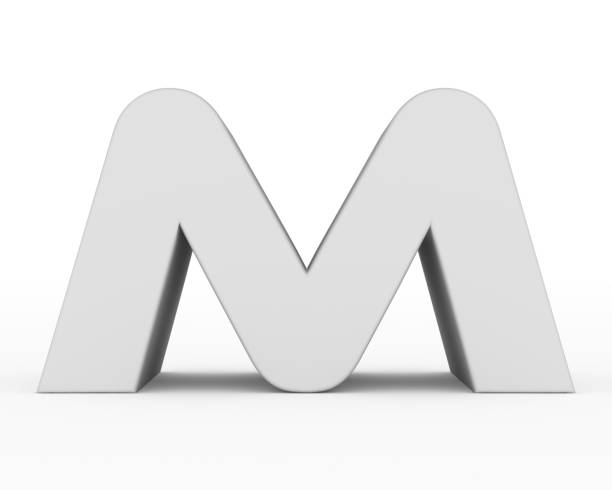 istock Letter M - white gray futuristic 3d font standing isolated on white background 1280146736