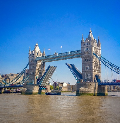 High Angle view of Tower Bridge in London, Horizontal