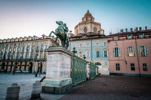 Equestrian Statue At Piazza Carlo Alberto in Turin, Italy