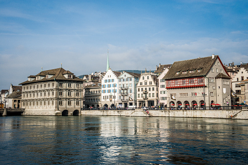 Limmat River Quayside Market Vendors In Zurich, Switzerland