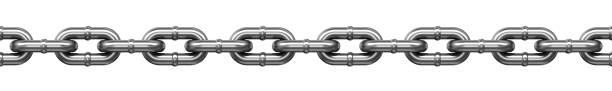 istock Stainless steel chain links seamless loop pattern. 3d illustration isolated on the white background. 1280155515