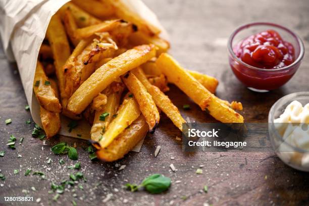 Diverse Keto Dishes Stock Photo - Download Image Now - French Fries, Plate, Prepared Potato