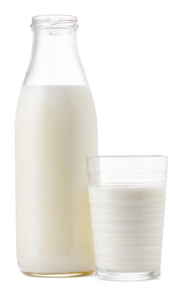 istock Glass cup and bottle of fresh milk isolated 1280160987