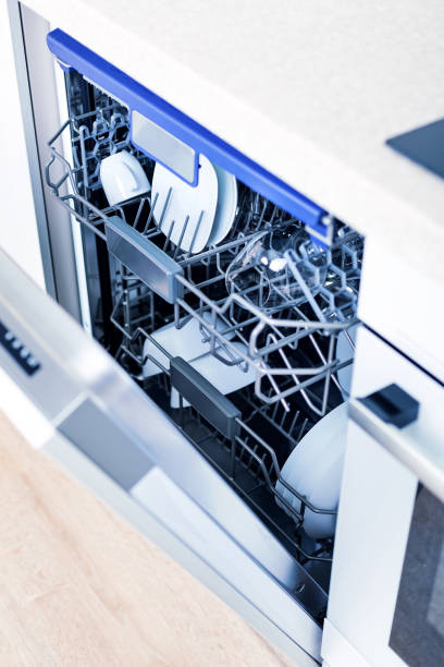 istock Home appliance dishwashing machine in kitchen interior, no people 1280164827