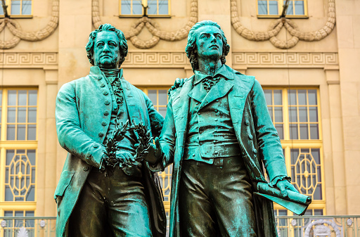 Goethe and Schiller monument was designed by Ernst Rietschel in 1857
