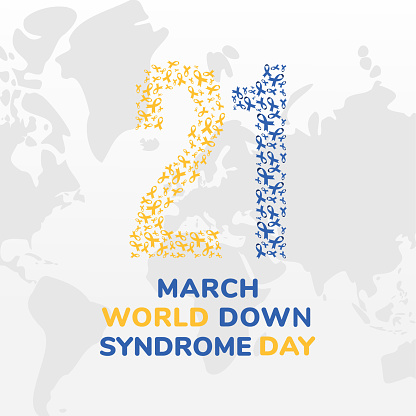 World down syndrome day 21 march with ribbons design, Disability awareness and support theme Vector illustration