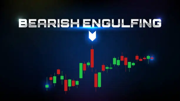 Vector illustration of abstract background of bearish engulfing stock market and indicator candle graph