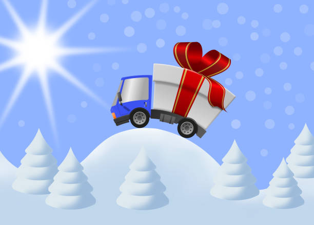 istock Delivery truck with gift box merrry christmas 1280173487