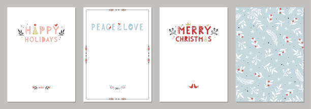 Winter Holidays Templates_02 Bold Merry Christmas greeting cards. Universal trendy Winter Holidays art templates. simple letterhead template stock illustrations