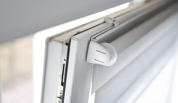 istock View of a dirty window with roller blinds from above. 1280174478