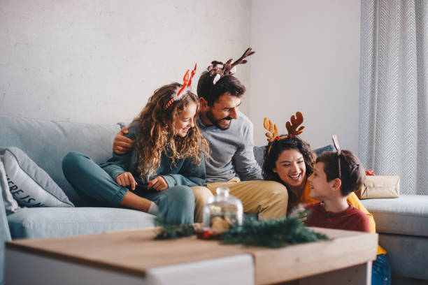 istock Happy family celebrating New Year 1280174569