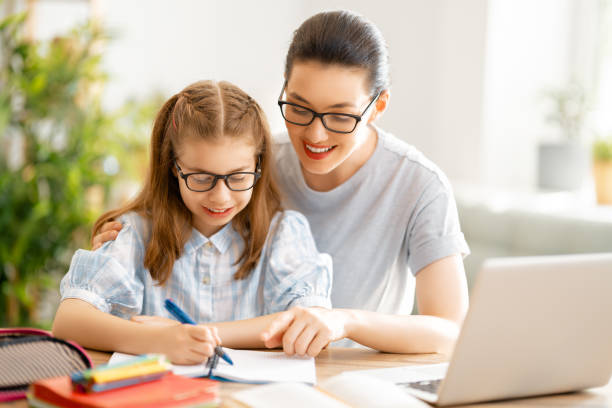 istock Girl doing homework or online education. 1280174752
