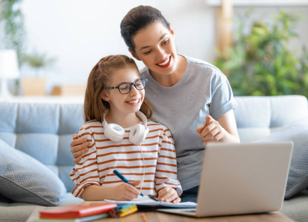 istock Girl doing homework or online education. 1280174755