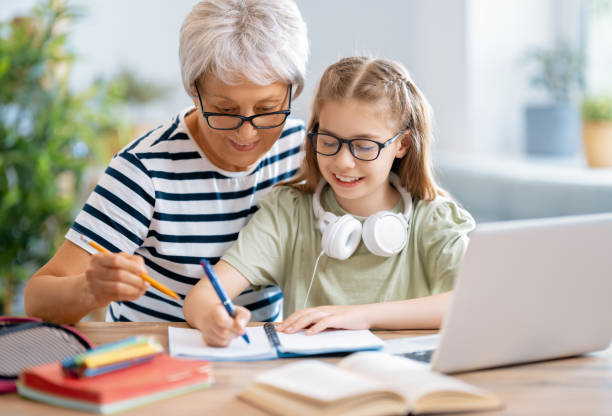 istock Girl doing homework or online education. 1280174809