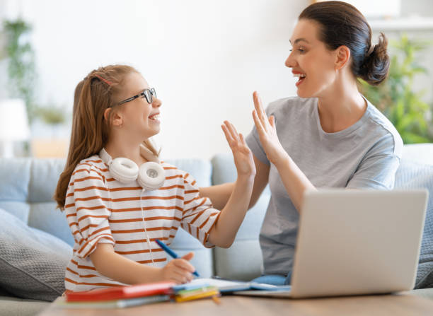 istock Girl doing homework or online education. 1280174821