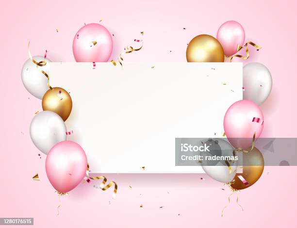 Happy Birthday Ribbon Stock Illustration - Download Image Now - Arts  Culture and Entertainment, Balloon, Billboard Posting - iStock