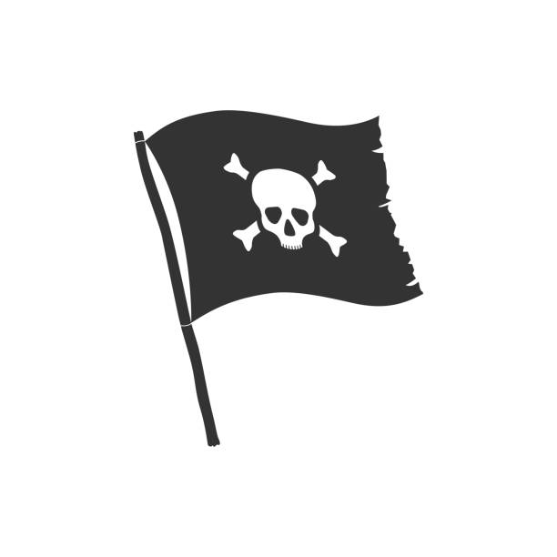 ilustraciones, imágenes clip art, dibujos animados e iconos de stock de bandera de jolly roger - pirate flag