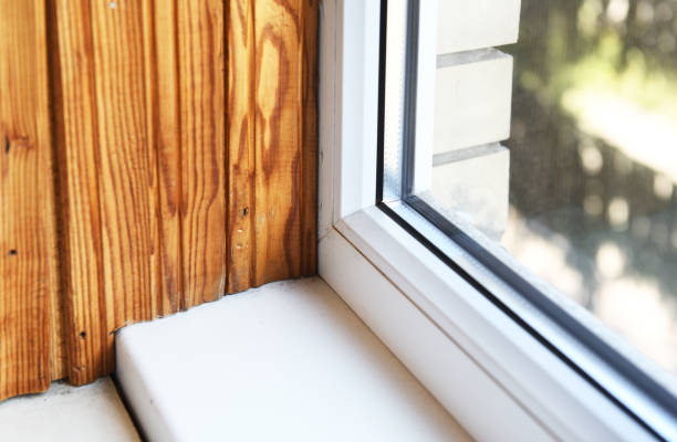 istock Close-up of a double-glazed window between a balcony and a street 1280178772