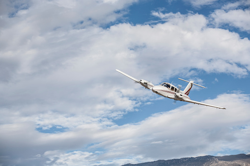 Piper PA-44-180T Twin engine aircraft at Bishop Airport (KBIH) Bishop, California, USA