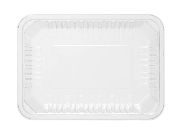plastic food box disposable top view - plastic tray imagens e fotografias de stock