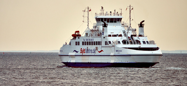 Sylt, Germany, September 5., 2020: The Sylt ferry, which goes from List on Sylt to Romo in Denmark, on the North Sea, Germany