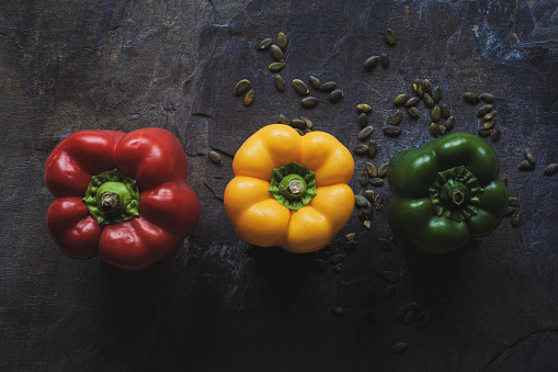 Bell peppers. Organic vegan raw food