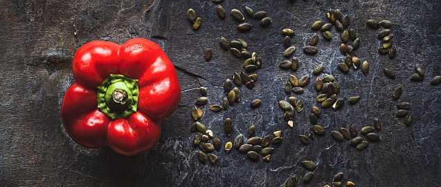 Bell peppers. Organic vegan raw food