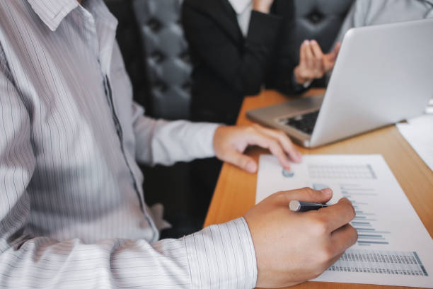 istock Financial auditor calculating with valuation data report. 1280185703